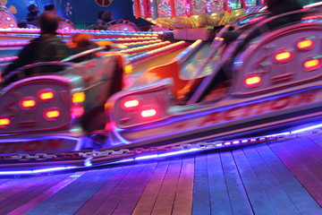 disco lights synthwave neon fairground ride night lights funfair amusement park moving, light...