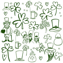 St Patrick's Day set. Sketch  illustration.