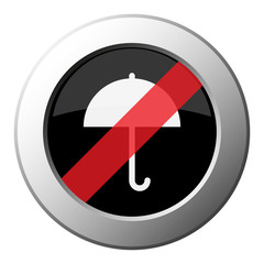 umbrella - ban round metal button, white icon