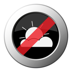 partly cloudy - ban round metal button, white icon