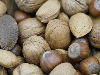 Closeup of multiple types of nuts