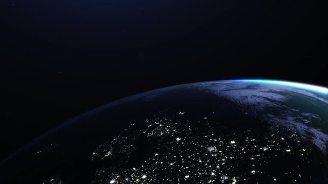 Big planet Earth. The rotation of the planet. Looped video.