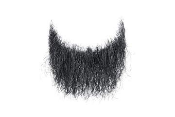 Disheveled black beard isolated on white. Mens fashion