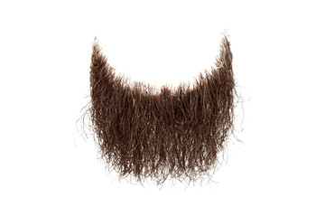 Disheveled brown beard isolated on white. Mens fashion - obrazy, fototapety, plakaty