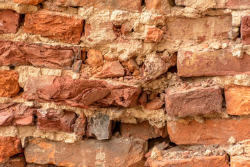 Brick texture. Old brick wall of the renovated house.