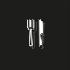 knife and fork icon, cutlery isolated, vector restaurant menu