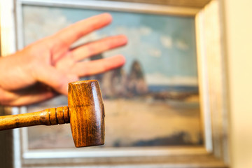 auction  bid sale judgment mallet gavel  of painting art