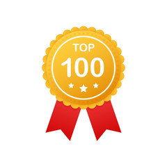 Top 100 rating badges. Top one hundred Badge, icon, stamp. Vector illustration.