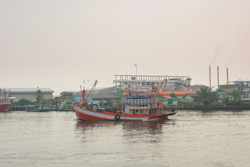 Fototapeta premium Bangkok, TH - January 10, 2019 : Thai Fishing Boats