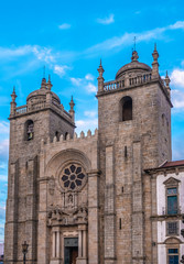 Fototapeta na wymiar Cathedral of Porto, the second-largest city in Portugal. Located along the Douro river estuary in Northern Portugal. Its historical core is a UNESCO World Heritage Site