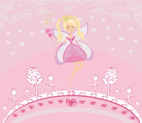 Beautiful fairy with magic wand - card
