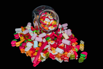 Colorful candies in a jar