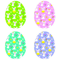 Easter bunny and chick pattern eggs