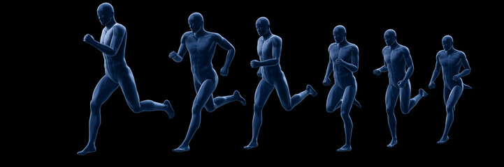 3d rendered illustration of a running mans body