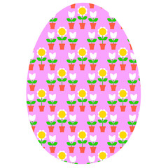 Easter egg shape with pink tulip pattern