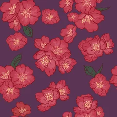 Möbelaufkleber Vector Seamless background pattern. delicate pink Sakura blossom or Japanese flowering cherry symbolic of Spring in a random arrangement. for textile, web design, print, wrapping paper. hand drawing. © dulya