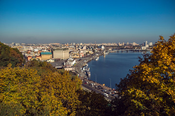 Fototapeta premium Central part of Kyiv City and Dnieper River