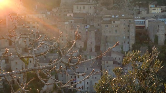 view at the old  famous tuff city Sorano