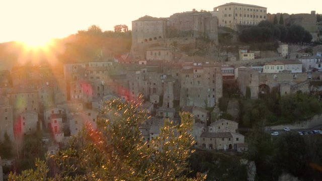view at the old  famous tuff city Sorano