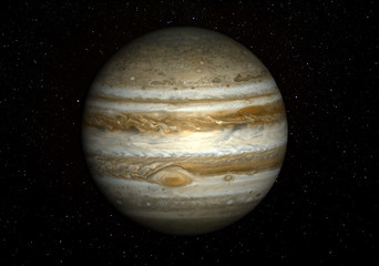 Jupiter with stars in the background. Elements of this image furnished by NASA. - obrazy, fototapety, plakaty