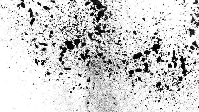 Black powder exploding on white background in super slow motion, shot with Phantom Flex 4K