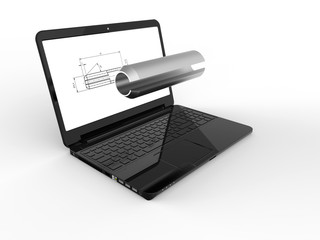 3D rendering - computer aided design of a mechanical shaft