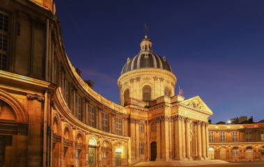 Fototapeta na wymiar The French Academy at night , Paris, France.