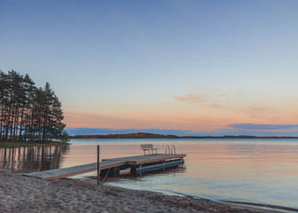 Fototapeta premium Mittsommer Sonnenuntergang Koli Finnland