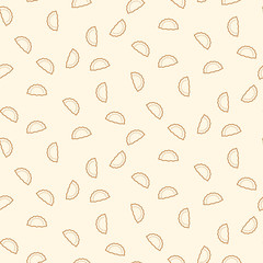 Dumplings food line icons seamless vector pattern.