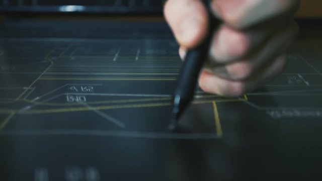 Product Engineering by Creative Designer Architect working with pen tablet display. drawings on the interactive screen