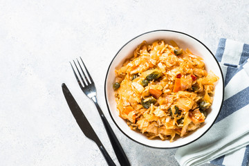 Cabbage stew with rice and vegetables. 