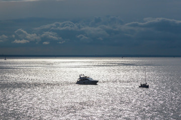 boat, calm, waters of the Neva river, evening walk