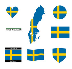 Drapeaux suédois et une carte