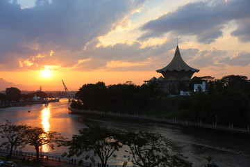 Fototapeta na wymiar Sunset over Kuching, Malaysia 