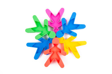 human figures in the shape of a star. heads to each other. Business concept idea, coming up in place, teamwork. Creative, innovation. on white background isolated.