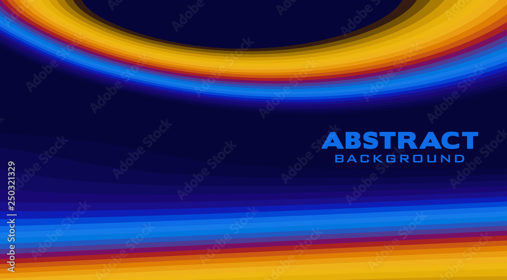 Poster Abstract blue background with yellow and red line. Vector graphics