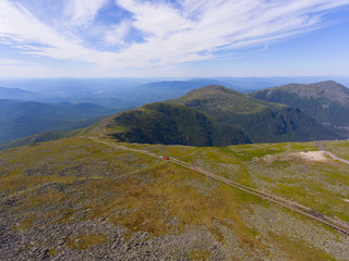 White Mountains and Mount Washington aerial view in summer, New Hampshire, USA.