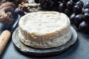 French soft Camembert cheese, original Camembert de Normandie close up