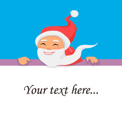 Santa Claus with board in hand for copy space for message cartoon character.