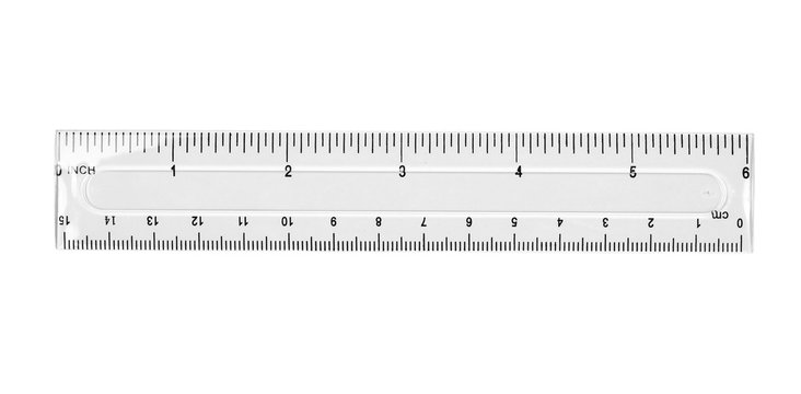 ruler plastic transparent isolated on  white background, with clipping path