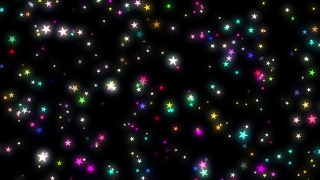 Five Pointed Spinning Colorful Stars Abstract Motion Background Loop 2