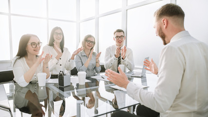 candidate for the vacant place answers questions of employers.