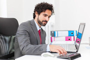 Attractive manager at work in his office