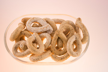 Pretzels crackers  with with olives and wine 