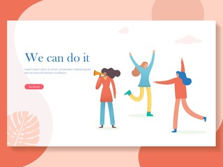 group of women celebrate womens day at 8 march, vector illustration of group of woman happy,  can use for, landing page, template, ui, web, gift card, poster, banner, flyer, greeting card
