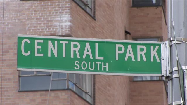 View Of Central Park South Signboard In New York United States