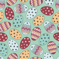 Vector seamless pattern with eggs for Easter holiday