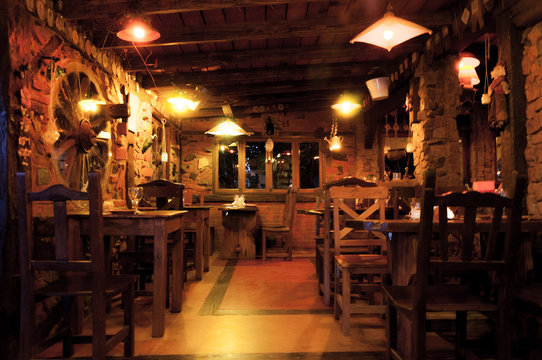 Interior of a beautiful and cozy irish pub