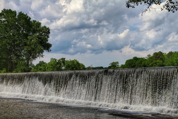 Low wide waterfall.