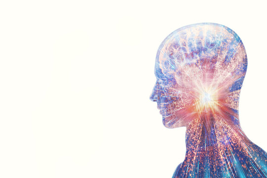 Artistic Abstract Modern Human Artificial Intelligent Interface On A White Background